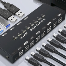 (As show, One size) 8 in 4 Out USB KVM Switch USB KVM Switcher for Windows10 Computer PC Keyboard Mouse Printer Share C