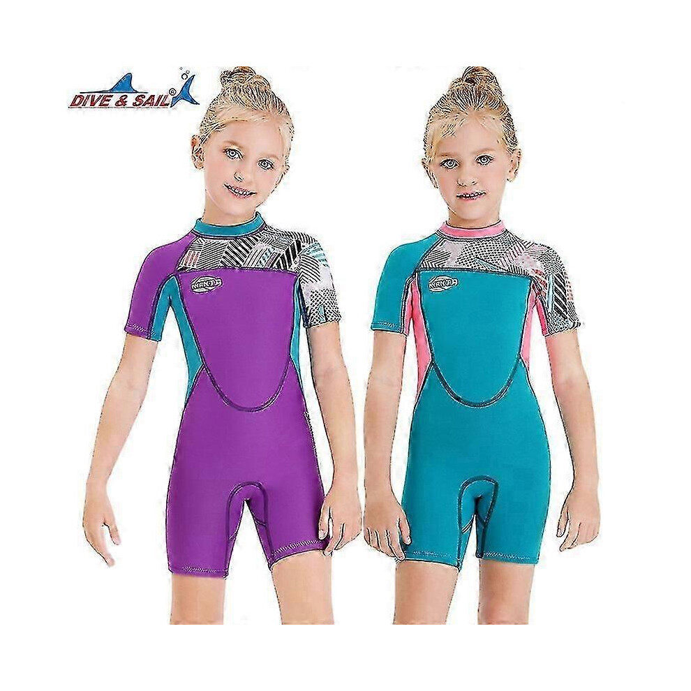 (XL 130-138CM, M150656K green 1) Kids Girls Neoprene 2.5mm Diving Suit Swimwear Girls Short Surfing Swimsuit Wet Suit Girl Swimsuit Diving Kids Shorty-image-OPC-PHKJZ8K-NEW