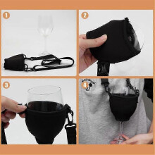 (As show, One size) 4PCS Portable Wine Glass Holder Strap Wine Sling Yoke Glass Holder C