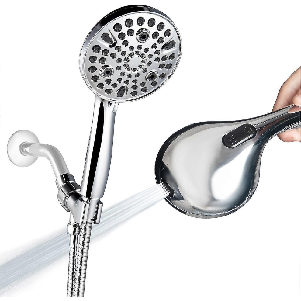 (As Show, One Size) High Pressure Handheld Shower Head, 10-Setting Showerhead, 4.7Detachable Showerhead Set With 5Ft Hose, Adjustable Bracket And Buil 4632461665311