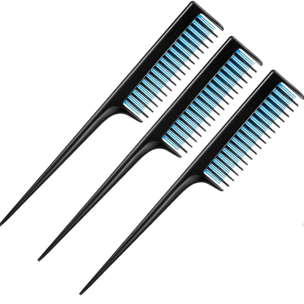 Unisex (As Show, One Size) 3 Piece Triple Teasing Comb, Rat Tail Combs For Women, Tool Structure Tease Layers Rattail Comb, Rat Tail Comb For Back Combing Ro