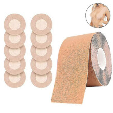 (As show, One size) 1 Piece Breast Tape - Breast Lift Tape & Disposable Round Nipple Shield - 5cm * 5M