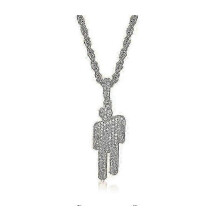 (Silver, One size) Billie Eilish Copper Pendant Necklace with Charms - Women's Hip-Hop Rap Fashion Jewelry