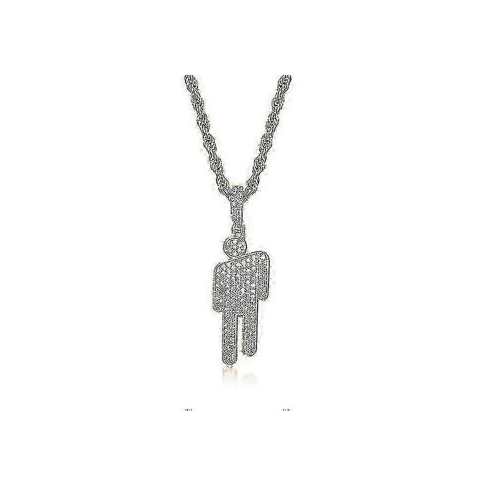 (, One Size) Billie Eilish Copper Pendant Necklace With Charms - Women's Hip-Hop Rap Fashion Jewelry Silver