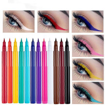 (As show, One size) Matte Rainbow Colorful Liquid Eyeliner Set 12 Colors Soft And Hyper Sharp Tip Brush Eyeliner12pcs