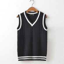 (S, blue) Mens Fashion Thick V-Neck Sleeveless Vest Sleeveless Sweater Cotton School Uniform Cotton Loose Knitting Vest Sweater Winter Clothing for Men