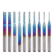 End Mills CNC Router Bits, 1/8" Shank CNC Cutter Milling Carving Bit Flat Nose & Ball Nose End Mill, Nano Blue Coat & Titanium Coat CNC Bits10PC corn