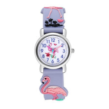 Dww-Montre Enfant(Violet, flamant),Montre-Bracelet tanche pour Enfant Mouvement  Quartz,Conception de Dessin anim 3D,Montre Enfant Numrique pour 3 Ans