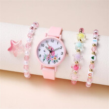 Dww-Montre Enfant, Licorne et trois bracelets ,Montre-Bracelet tanche pour Enfant Mouvement  Quartz,Conception de Dessin anim 3D,Montre Enfant Numriqu