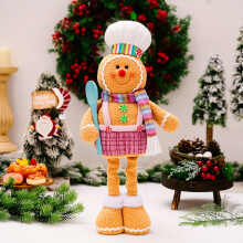 (Retractable Gingerbread Man Men's Model - 1pc) 1pc/2pcs Christmas Decoration Polar Wool Cartoon Extendable Gingerbread Man Decorative Legs (51.99cm/68.0cm), Striped Rainbow Color Spoon Cane