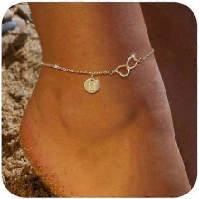 Ankle Bracelets for Women Waterproof, Gold Plated Initial Anklet Dainty Letter Heart Ankle Bracelets Handmade Adjustable Chain Anklet Summer Beach Jew