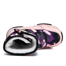 (35, PinkPurple) Children's Winter Snow Boots Warm Ankle Boots Anti-slip Boys Girls Winter Shoes 118