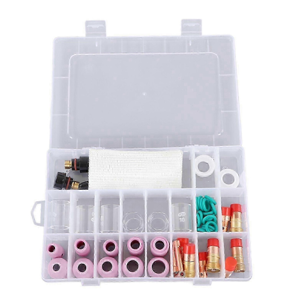 (As Show, One Size) 56Pcs Tig Welding Torch Accessories Kit Ceramic Nozzle Glass Cup Holder Equipment For Wp17 18 26 Gun 4631898251029