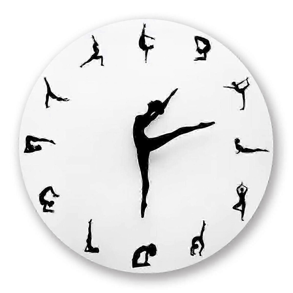 (As Show, One Size) Charming Yoga Dancer Wall Clock, Baby Room Decoration, 4631898227963