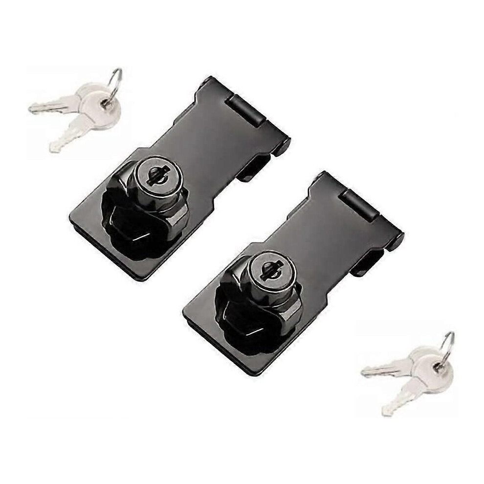 (As Show, One Size) 2 Packs Keyed Hasp Locks Twist Knob Keyed Locking Hasp For Small Doors, Cabinets And More,Stainless Steel Steel, Hasp Lock Catch L 4632131063935