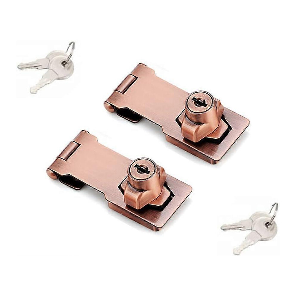 (As Show, One Size) 2 Packs Keyed Hasp Locks Twist Knob Keyed Locking Hasp For Small Doors, Cabinets And More,Stainless Steel Steel, Hasp Lock Catch L 4632131017662