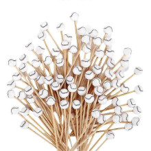 (As show, One size) 100Pieces Baseball Decorative Bamboo Cocktail Picks Decorative Fruit Toothpicks for Appetizers Bar Drinks Fruit Baseball