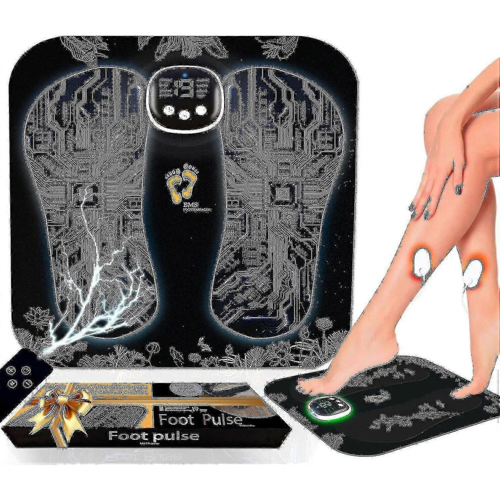 (As show, One size) Ems Foot Massager Neuropathy Mat - Electric Feet Therapy Machine: Pulse Acupoints Bioelectric Plantar Fasciitis Massage - Portable