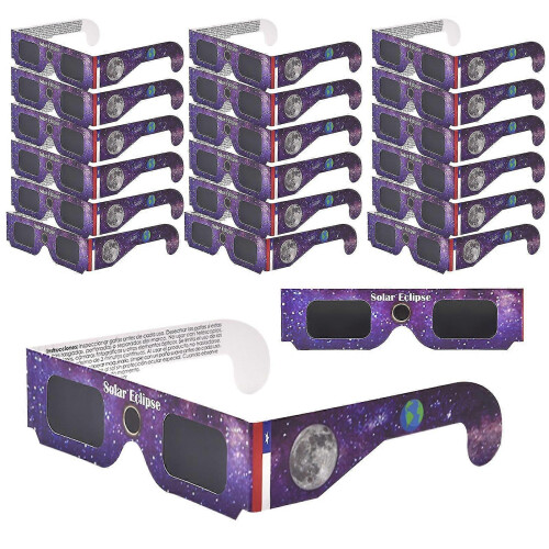 (B, One size) 20Pcs Solar Eclipse Glasses Filter Harmful Light Eyes Protection Paper Frame Glasses for Solar Eclipse Viewing ISO 12312-2 Certified 1