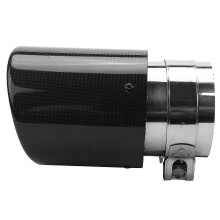 (As show, One size) Universal 80Mm-In 101Mm-Out Glossy Black Car Carbon Fiber Exhaust Tail Rear Tip Pipe Muffler