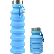 (As show, One size) Collapsible Water Bottle, Reuseable BPA Free Silicone Foldable Water Bottles for Travel Gym Camping Hiking, Portable Leak Proof Sports Water Bottle wi