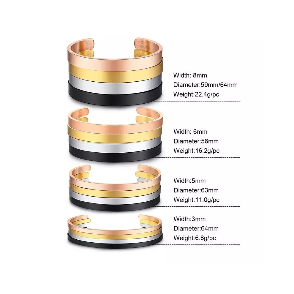 (Silver, 10MM*64MM) Personalized Medical Alert ID Men Women Bracelet Stacking Bangle Stainless Steel-image-OPC-PHKKCDM-NEW