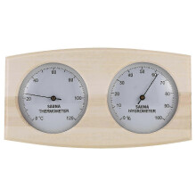 (As show, One size) Wood Sauna Thermometer & Hygrometer, Wall-Mounted Spa Accessory, Mechanical, No Battery Required - for Family Hotel Sa