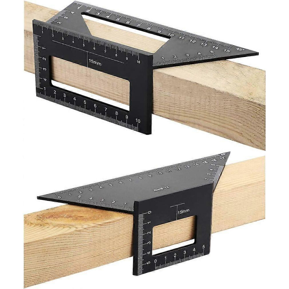 (As Show, One Size) 2 Saddle Layout Square Gauge For Woodworking, 45/45 Degree - 90/45 Degree Square Layout Miter Angle Measuring T Ruler, Aluminum Al 4632026626733