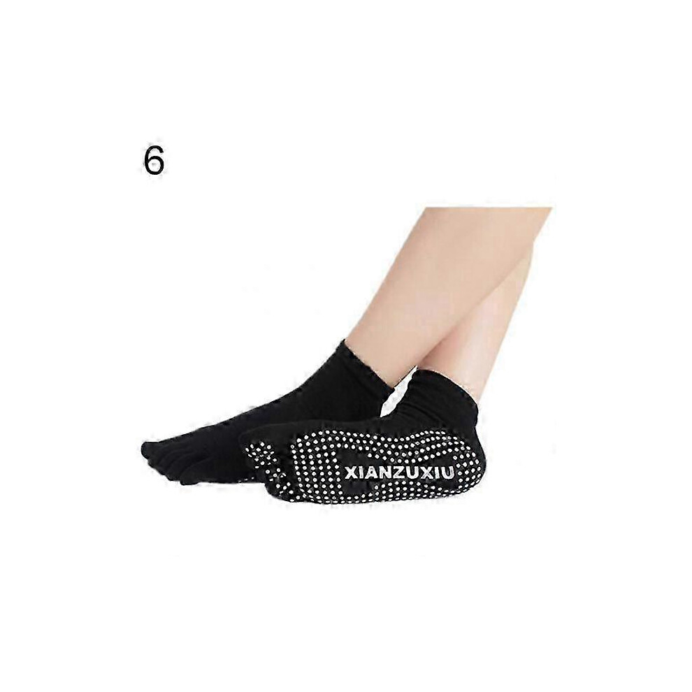 (, One Size) 5 Toes Socks Women 5 Toe Yoga Fitness Dance Exercise Non-Slip Massage Fitness Warm Socks Pink