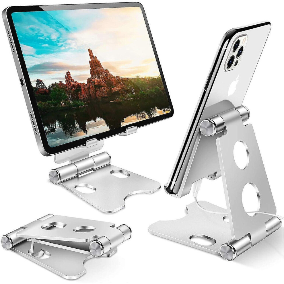 (As Show, One Size) Cell Phone Stand, Fully Foldable, Adjustable Desktop Phone Holder Cradle Dock Compatible With Phone 11 Pro Xs Xs Max Xr X 8, Ipad 4632461603788