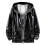 (XL, Silver) Mens Shiny Waterproof Hooded Jacket 1