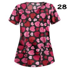 (XL, #28) Womens Nursing Uniform Scrub V-neck Short Sleeve Tops With Pocket Blouse HOT