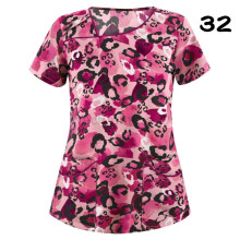(XL, #32) Womens Nursing Uniform Scrub V-neck Short Sleeve Tops With Pocket Blouse HOT