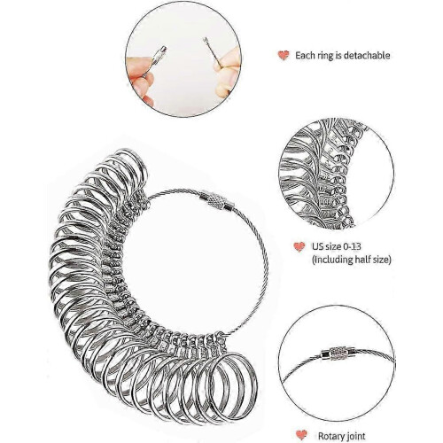 (US, One size) 3pcs Ring Sizer Measuring Tool Set, Ring Gauges with Finger Sizer Mandrel 2