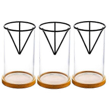 (As show, One size) 3 Pack Avocado Tree Growing Kits, Glass Avocado Seed Vase with Triangle Bracket and Bamboo Base, Sprouting Plant Pot