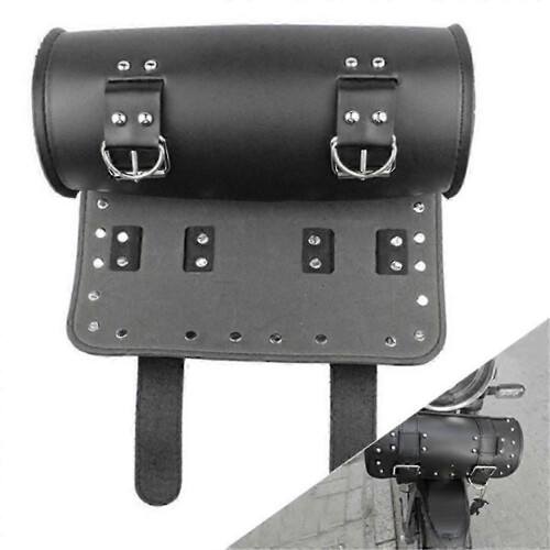 (As show, One size) Universal Motorcycle PU Leather Tool Bag Front Fork Handlebar Storage 1
