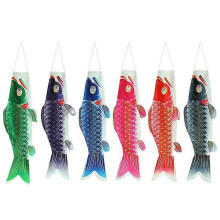 6 pcs of Japanese carp streamer carp streamer guide flag Japanese-style carp streamer decorative fish-shaped streamer photo flag