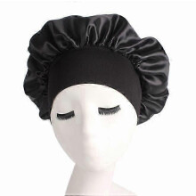(Green, One size) Soft Satin Silky Caps Wide Band Salon Bonnet Night Sleep Hat Hair Loss Cover for Women