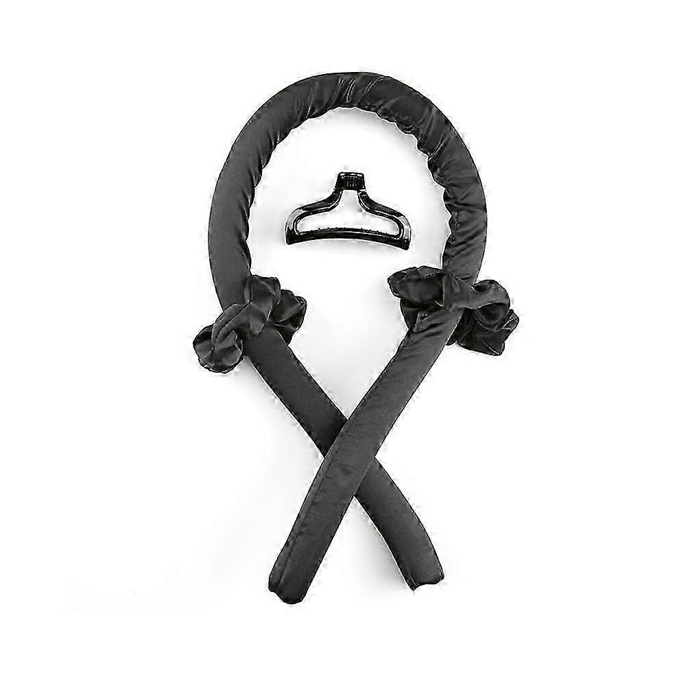 (Navy, One size) Heatless Curling Rod Headband with Hair Claw Clip
