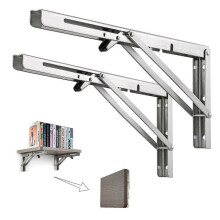 (12 IN) Folding Shelf Brackets, 2 Pcs Heavy Duty Stainless Steel Collapsible Shelf Bracket