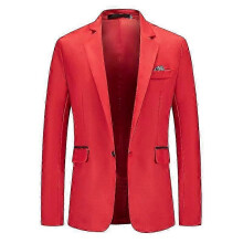 (S, White) Mens Slim Suit Fit Casual One Button Blazer Jacket