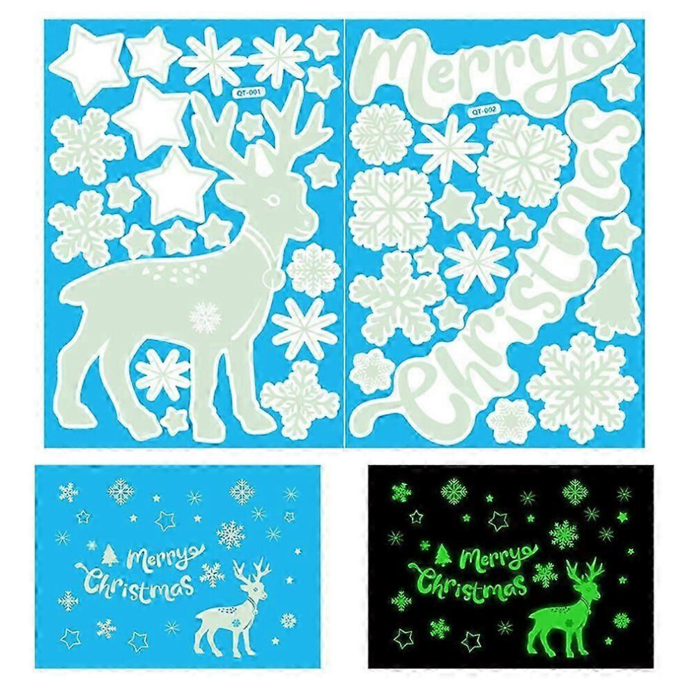 (A, One Size) Christmas Static Luminous Window Sticker Snowflake Xmas Decoration Festive Decals 4633265469679