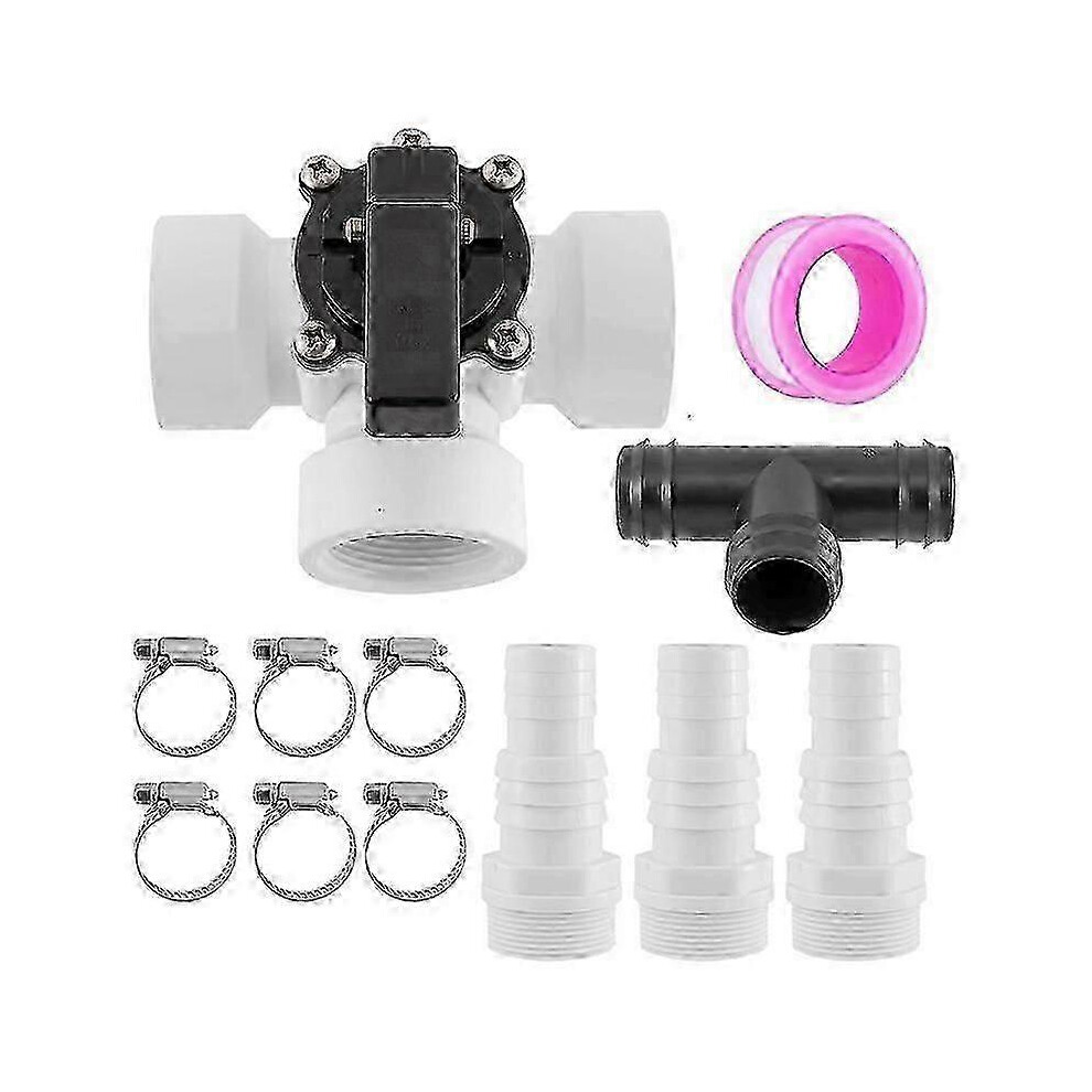 (As Show, One Size) Pool 3-Way Diverter Valve Kit 1.25Inch Or 1.5Inch Female Universal Combination Hose Combo Adapter P 4631898296082