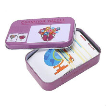 1-6 Years Old Cognition Puzzles Toys Toddler Iron Box Cards Matching Game Cognitive Cards Vehicle Fruit Animal