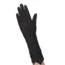 (02B Black) Summer Women Uv Sunscreen Short Sun Gloves, Ice Silk Lace, Driving Of Thin
