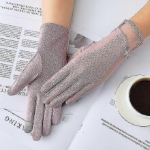 (J53 A Purple) Summer Women Uv Sunscreen Short Sun Gloves, Ice Silk Lace, Driving Of Thin