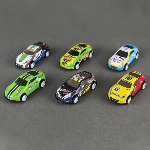 6pc Iron Shell Toy Car Alloy Graffiti Sliding Back Mini Iron Car 1