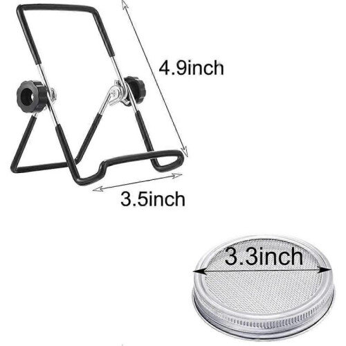 4pcs Mason Jar Lids, 4pcs Sprouting Jar Stands, Stainless Steel Screen, Sprouting Stands Foldable Adjustable 2