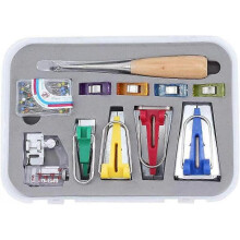 Bias Tape Makers Kit, 11 Pcs Fabric Bias Tape Maker Kit 6mm 12mm 18mm 25mm with Sewing Awl, Beading Needles, Clip Pins
