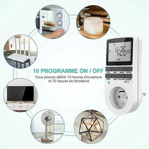 Digital Programmable Socket, Weekly Digital Timer with LCD Display, 12H/24H/7Days Power Outlet Timer, Energy Saving for Home Appliances and Lighting ( 1